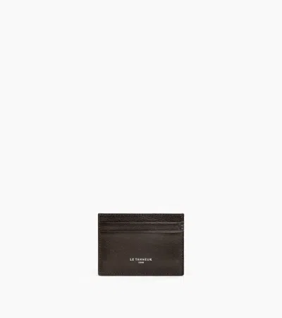 Le Tanneur Lucien Card Holder In Oiled Leather In Brown Coffee