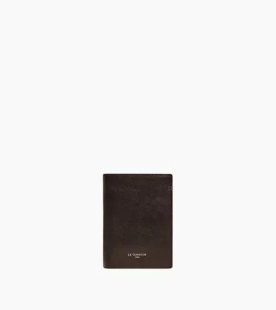 Le Tanneur Lucien Medium Vertical Two-fold Zipped Wallet In Oiled Leather In Brown Coffee