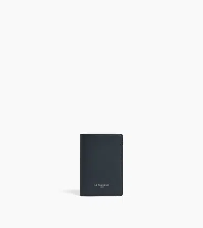 Le Tanneur Lucien Small Card Holder In Bonded Leather In Twilight Blue
