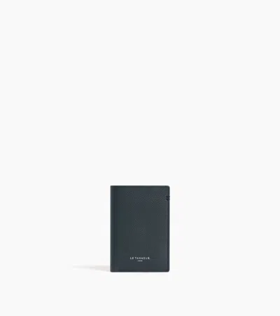 Le Tanneur Lucien Small Card Holder In Grained Leather In Blue