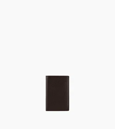 Le Tanneur Lucien Small Card Holder In Oiled Leather In Brown Coffee