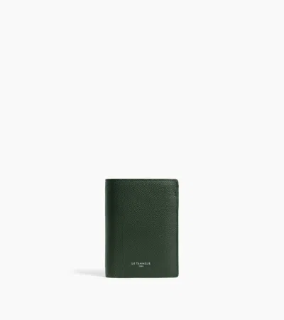 Le Tanneur Lucien Small Vertical Two-fold Zipped Wallet In Grained Leather