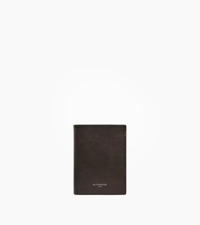 Le Tanneur Lucien Vertical Zipped Wallet In Oiled Leather In Brown Coffee