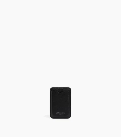 Le Tanneur Magnetic Card Holder In Grained Leather In Black
