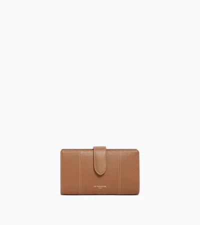 Le Tanneur Marguerite Large Wallet In Grained Leather In Tan Brown