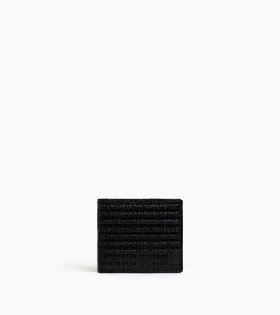 Le Tanneur Martin Horizontal Card Holder In Embossed And Smooth Leather In Black