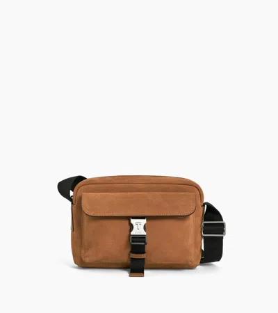Le Tanneur Maurice Small Shoulder Bag In Grained Nubuck Leather In Brown