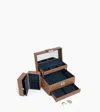 Le Tanneur Medium Automatic Opening Leather Jewellery Box In Blue