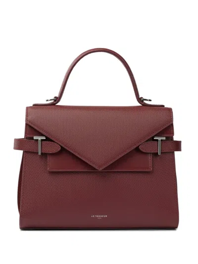 Le Tanneur Medium Emilie Double-flap Tote Bag In Burgundy