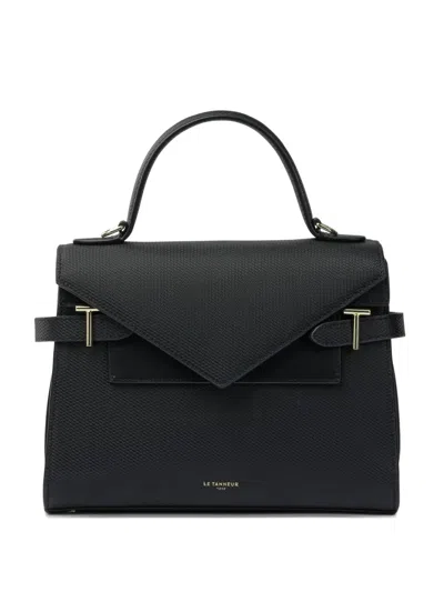 Le Tanneur Medium Emilie Flap Top-handle Tote Bag In Black