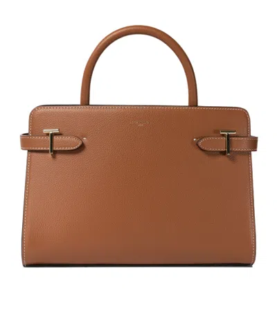 Le Tanneur Medium Grained Leather Tote In Brown