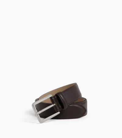 Le Tanneur Men's Belt With Rectangular Buckle In Smooth Leather In Brown