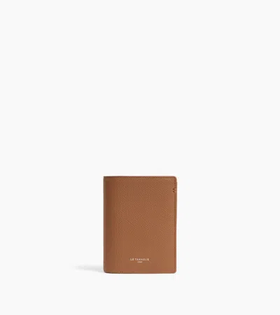 Le Tanneur Petit Portefeuille Vertical Zippé 2 Volets Lucien En Cuir Grainé In Marron Tan