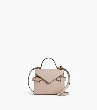 Le Tanneur Emilie Small Handbag With Double Flap In Grained Leather In Beige