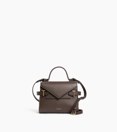 Le Tanneur Petit Sac À Main Double Rabat Emilie En Cuir Grainé In Marron Arabica