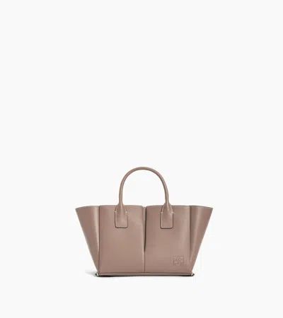 Le Tanneur Elena Small Handbag In Grained Leather In Gray