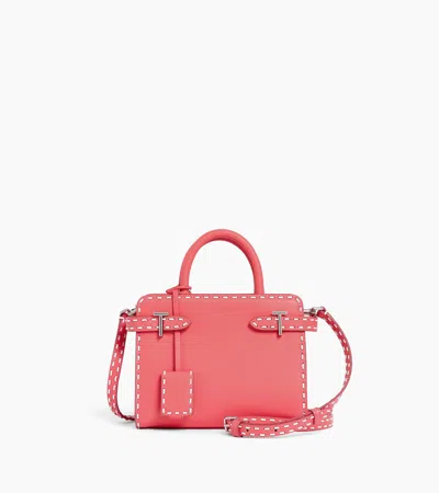 Le Tanneur Petit Sac À Main Emilie En Cuir Grainé Et Lisse In Pink