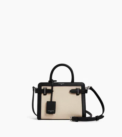 Le Tanneur Petit Sac À Main Emilie En Toile Coton Et Cuir Lisse In Black