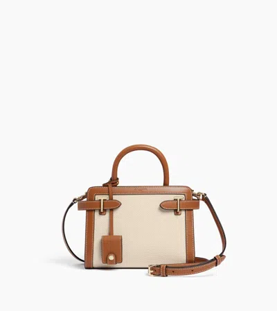 Le Tanneur Petit Sac À Main Emilie En Toile Coton Et Cuir Lisse In Brown