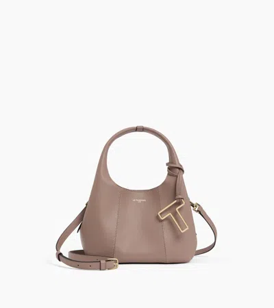 Le Tanneur Juliette Small Handbag In Grained Leather In Gray