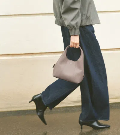 Juliette Small Handbag In Grained Leather In Gray from Le Tanneur