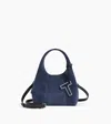 Le Tanneur Petit Sac À Main Juliette En Cuir Suède Effet Denim In Black