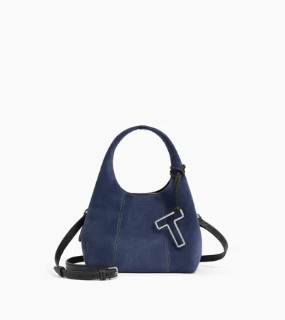 Le Tanneur Petit Sac À Main Juliette En Cuir Suède Effet Denim In Black