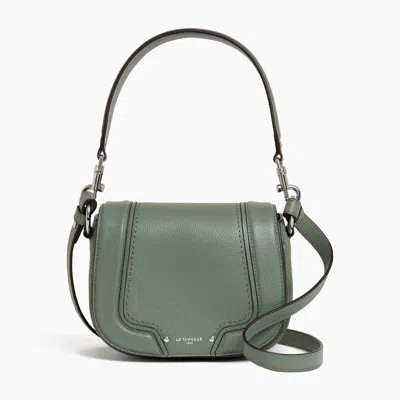 Le Tanneur Small Ella Crossbody Bag In Grained Leather In Green