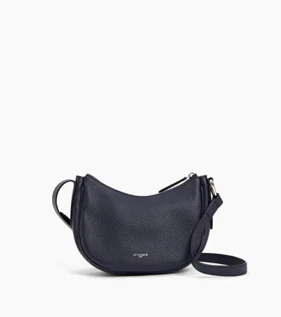 Le Tanneur Small Shoulder Bag Madeleine In Grained Calfskin Leather In Blue