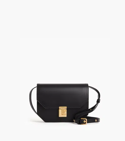 Le Tanneur Rose Small Smooth Leather Shoulder Bag In Black