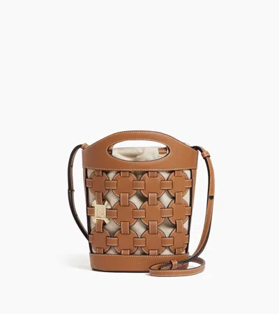 Le Tanneur Petit Sac Seau Le Potier En Toile Coton Et Cuir Lisse In Brown