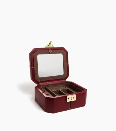 Le Tanneur Small Jewellery Box With T-clasp In Leather In Red