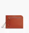 Le Tanneur Emile A4 Pouch In Grained Leather In Brown