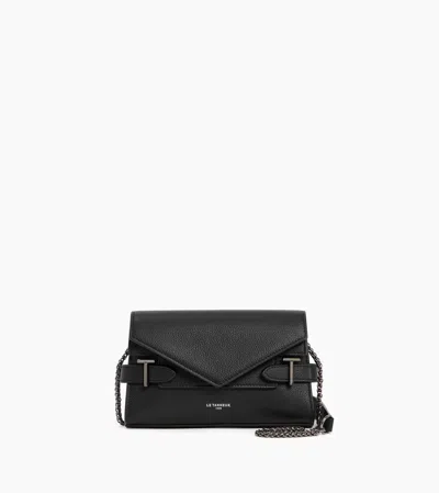 Le Tanneur Pochette Double Rabat Emilie En Cuir Grainé In Black