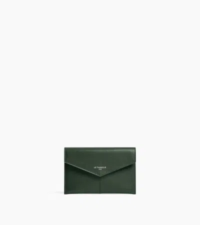 Le Tanneur Pochette Enveloppe Moyen Modèle Paulette En Cuir Lisse In Vert Malachite