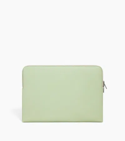Le Tanneur 14" Laptop Sleeve In Grained Leather In Green