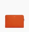 Le Tanneur 14" Laptop Sleeve In Grained Leather In Orange