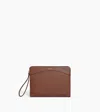 Le Tanneur Zipped Grained Leather Pouch In Brown