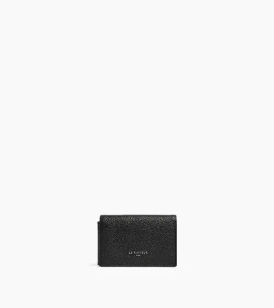 Le Tanneur Porte Cartes Horizontal 2 Volets Lucien En Cuir Grainé In Noir