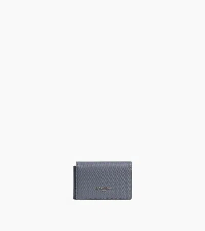 Le Tanneur Lucien Horizontal Two-fold Card Holder Signature T Leather In Blue