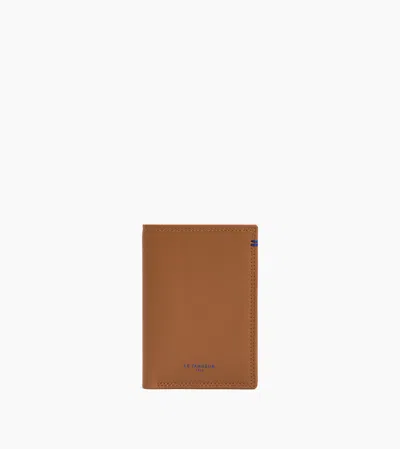 Le Tanneur Porte Cartes Vertical Martin En Cuir Lisse In Brown
