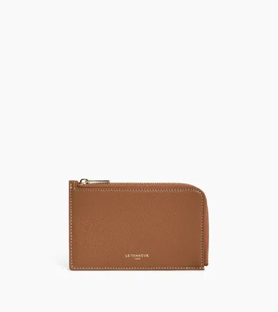 Le Tanneur Porte Cartes Zippé Emilie En Cuir Grainé In Brown