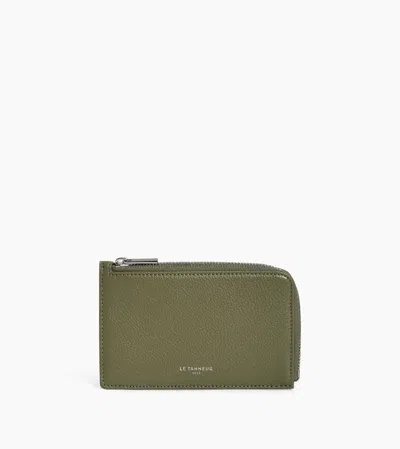 Le Tanneur Porte Cartes Zippé Emilie En Cuir Grainé In Green
