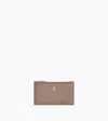 Le Tanneur Romy Zipped Card Holder In Grained Leather In Gray