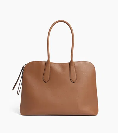 Le Tanneur Porte Documents 14" Apolline En Cuir Grainé In Marron Tan