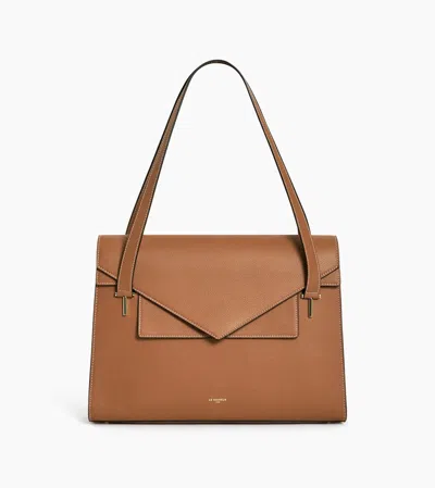 Le Tanneur Porte Documents Double Rabat Emilie En Cuir Grainé In Brown