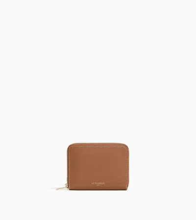 Le Tanneur Porte Monnaie Zippé Avec Porte Cartes Amovible Albertine En Cuir Grainé In Marron Tan