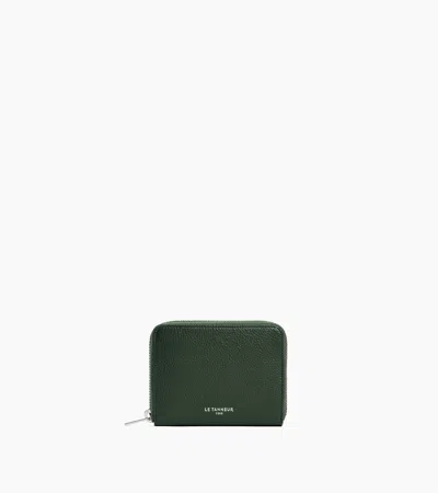 Le Tanneur Porte Monnaie Zippé Avec Porte Cartes Amovible Albertine En Cuir Grainé In Vert Malachite