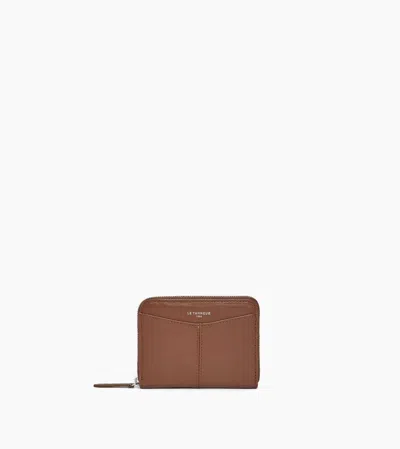 Le Tanneur Porte Monnaie Zippé Avec Porte Cartes Amovible Charlotte En Cuir Lisse In Brown
