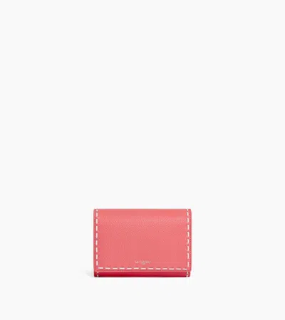 Le Tanneur Portefeuille Emilie En Cuir Grainé Et Lisse In Pink